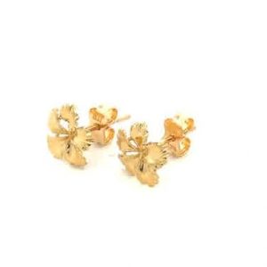 D.Cut Plumeria Flower Stud Earrings 10KT/10MM  *FINAL SALE*