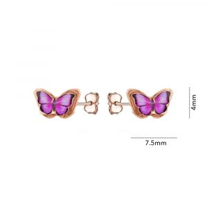 Pink Enamel Butterfly Stud Earrings 10KT PK    *FINAL SALE*