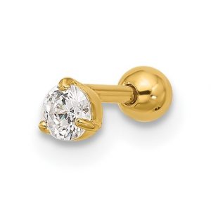 3.5MM Cubic Zirconia Labret 18 Gauge Body Jewellery 14KT  *FINAL SALE*