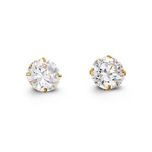 5MM Cubic Zirconia Stud Earrings 14KT   *FINAL SALE*