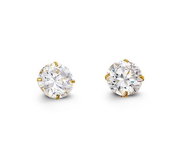5MM Cubic Zirconia Stud Earrings 14KT   *FINAL SALE*