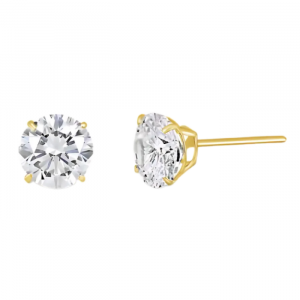 6MM Cubic Zirconia Stud Earrings 14KT   *FINAL SALE*