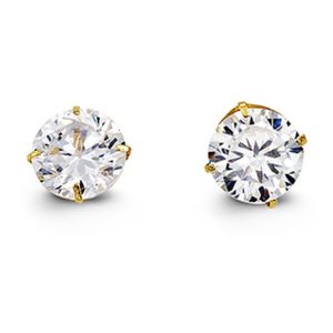 6MM Cubic Zirconia Stud Earrings 14KT   *FINAL SALE*