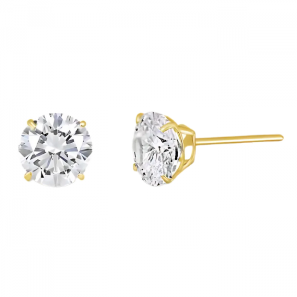 6MM Cubic Zirconia Stud Earrings 14KT   *FINAL SALE*