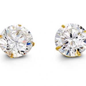 7MM Cubic Zirconia Stud Earrings 14KT   *FINAL SALE*