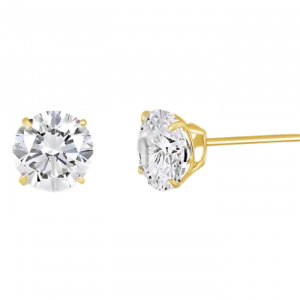 7MM Cubic Zirconia Stud Earrings 14KT *FINAL SALE*