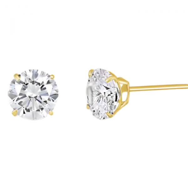 7MM Cubic Zirconia Stud Earrings 14KT   *FINAL SALE*