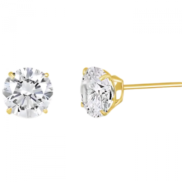 8MM Cubic Zirconia Stud Earrings 14KT   *FINAL SALE*