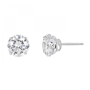 6MM Cubic Zirconia Stud Earrings 14KT WG *FINAL SALE*