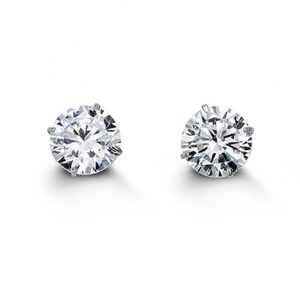 6MM Cubic Zirconia Stud Earrings 14KT WG   *FINAL SALE*
