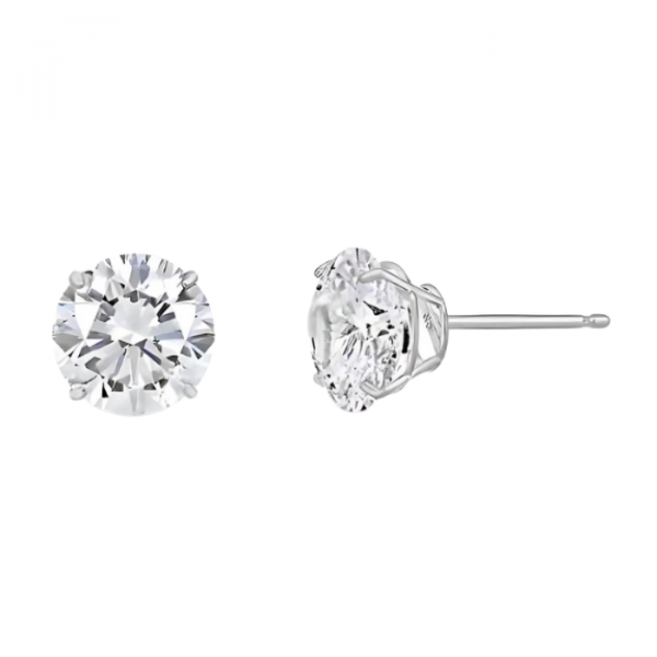 6MM Cubic Zirconia Stud Earrings 14KT WG   *FINAL SALE*