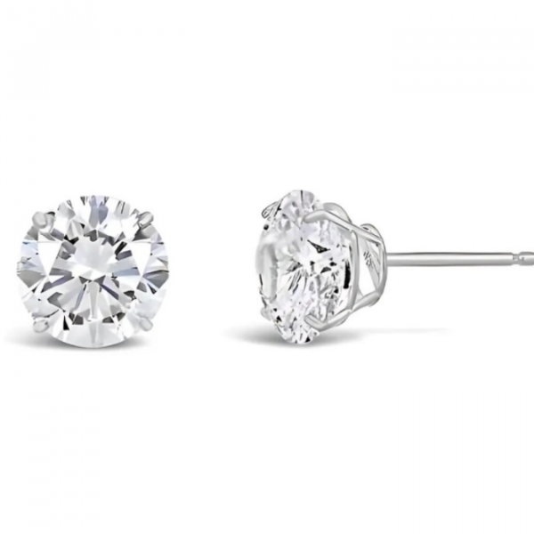 8MM Cubic Zirconia Stud Earrings 14KT WG   *FINAL SALE*