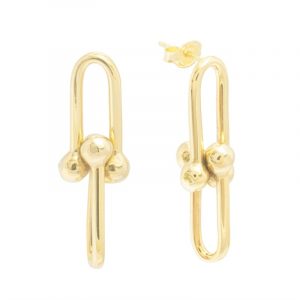 Paper Clip Hardware Link Stud Earrings 10KT/16MM  *FINAL SALE*