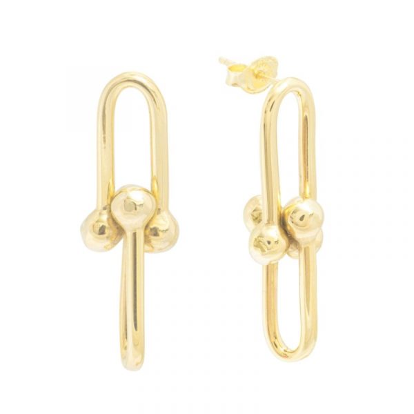 Paper Clip Hardware Link Stud Earrings 10KT/16MM  *FINAL SALE*