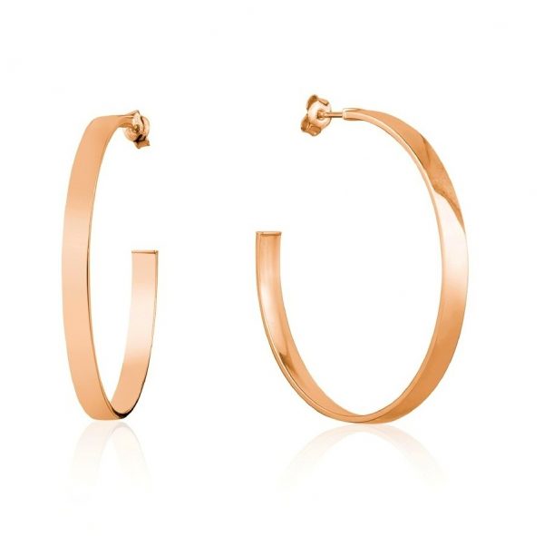 4MM Flat Tube   C   Hoop Stud Earrings 10KT PK/44MM  *FINAL SALE*