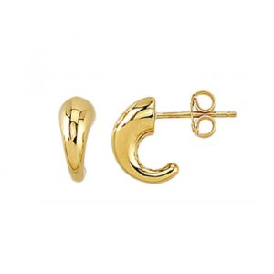 Tapered Curved Tube Stud Earrings 10KT/11MM