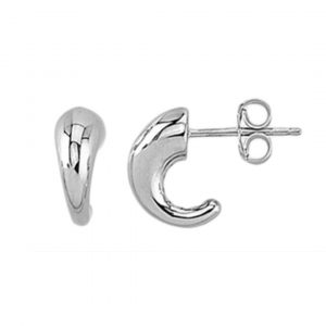 Tapered Curved Tube Stud Earrings 10KT WG/11MM
