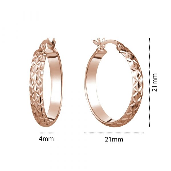 4MM D.Cut Hoop Earrings 10KT PK/23MM   *FINAL SALE*