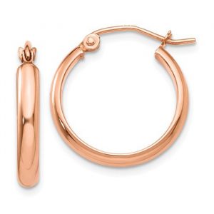 4MM High Polish Tube Hoop Earrings 10KT PK/21MM    *FINAL SALE*