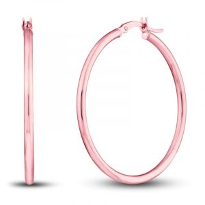 2.5MM High Polish Tube Hoop Earrings 10KT PK/35MM    *FINAL SALE*