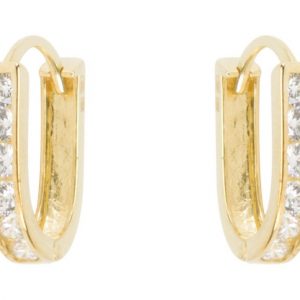 3MM Channel Set Cubic Zirconia Oval Huggie Hoop Earrings 10KT/10MM    **FINAL SALE**