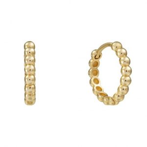 2MM Beaded Huggie Hoop Earrings 10KT/14MM   *FINAL SALE*