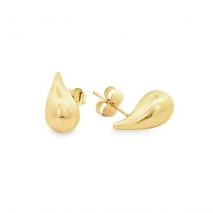 Rain Drop Puffed High Polish Stud Earrings 10KT/15MM     *FINAL SALE*