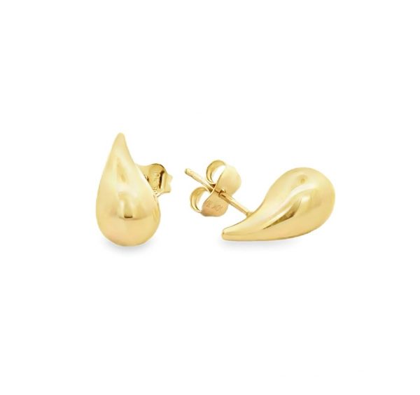Rain Drop Puffed High Polish Stud Earrings 10KT/15MM     *FINAL SALE*