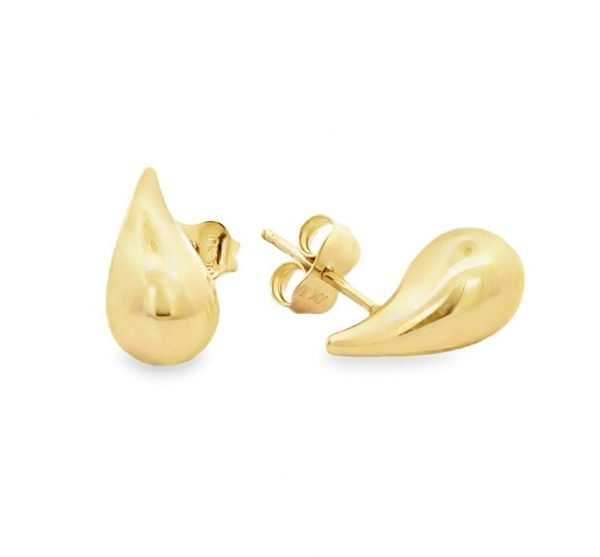 Rain Drop Puffed High Polish Stud Earrings 10KT/17MM     *CLEARANCE-FINAL SALE*
