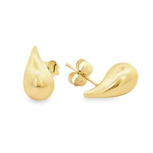 Rain Drop Puffed High Polish Stud Earrings 10KT/17MM     *FINAL SALE*