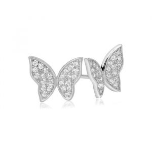 Butterfly Pave Cubic Zirconia Stud Earrings 10KT WG/9MM     *FINAL SALE*