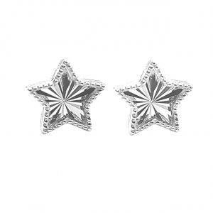 Sun Burst Beaded Edge Star Stud Earrings 10KT WG/7MM     *FINAL SALE*