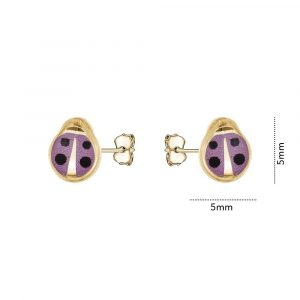 Pink Enamel LadyBug Stud Earrings 10KT   *FINAL SALE*
