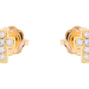 Cubic Zirconia Cross Stud Screwback Earrings 10KT  *FINAL SALE*