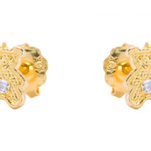Teddy Bear Cubic Zirconia Stud Baby Screwback Earrings 10KT  *FINAL SALE*