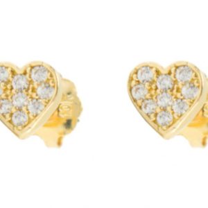 Cubic Zirconia Heart Stud Baby Screwback Earrings 10KT   *FINAL SALE*