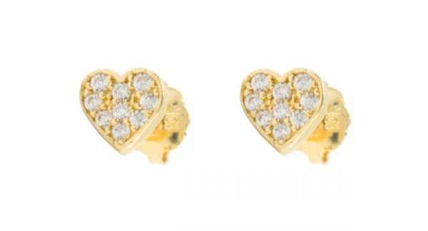 Cubic Zirconia Heart Stud Baby Screwback Earrings 10KT   *FINAL SALE*