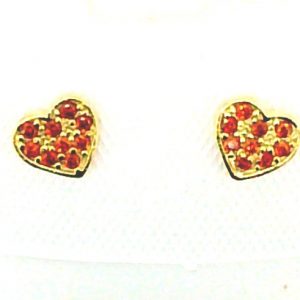 Red Cubic Zirconia Heart Stud Baby Screwback Earrings 10KT   *FINAL SALE*