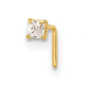 2.5MM Square Cubic Zirconia 22 Gauge Body Jewellery 14KT  *FINAL SALE*