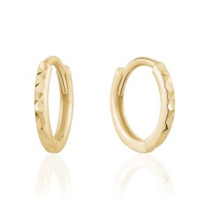 1.5MM D.Cut Baby Size Huggie Hoop Earrings 10KT/12MM   *FINAL SALE*