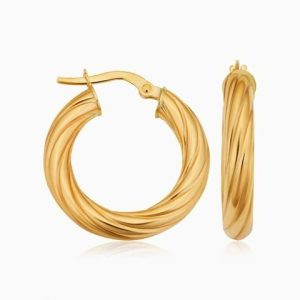 3MM Cable Twist Hoop Earrings Italian 10KT/15MM   *FINAL SALE*