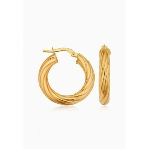 3MM Cable Twist Hoop Earrings Italian 10KT/15MM   *FINAL SALE*