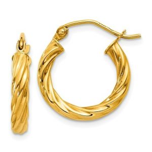 3MM Cable Twist Hoop Earrings Italian 10KT/20MM   *FINAL SALE*