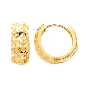 6MM D.Cut Dome Huggie Hoop Earrings 10KT/15MM   *FINAL SALE*