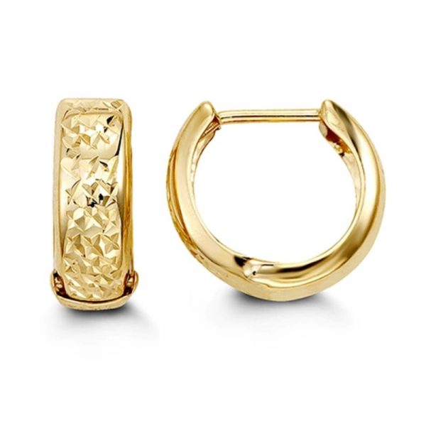 6MM D.Cut Huggie Hoop Earrings 10KT/16MM   *FINAL SALE*