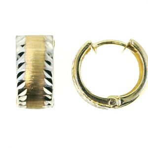 6MM D.Cut & Satin Finish Huggie Hoop Earrings 10KT TT/14MM   *FINAL SALE*