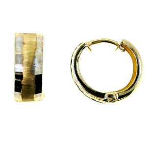 5MM Faceted Edge & Satin Finish Huggie Hoop Earrings 10KT TT/14MM   *FINAL SALE*