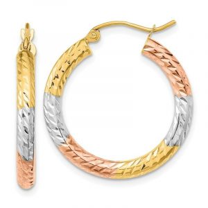 3MM D.Cut Tube Hoop Earrings 10KT TC/40MM   *FINAL SALE*