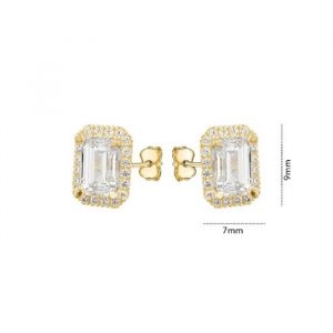 Emerald Cut Halo Cubic Zirconia Stud Earrings 10KT    *FINAL SALE*