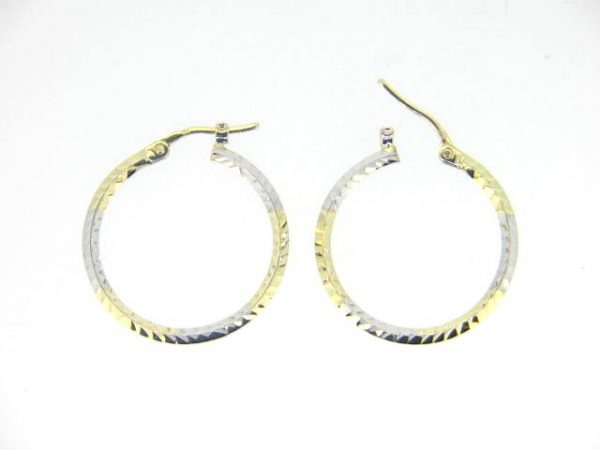 2MM D.Cut Knife Edge Tube Hoop Earrings 10KT TT/22MM    *FINAL SALE*
